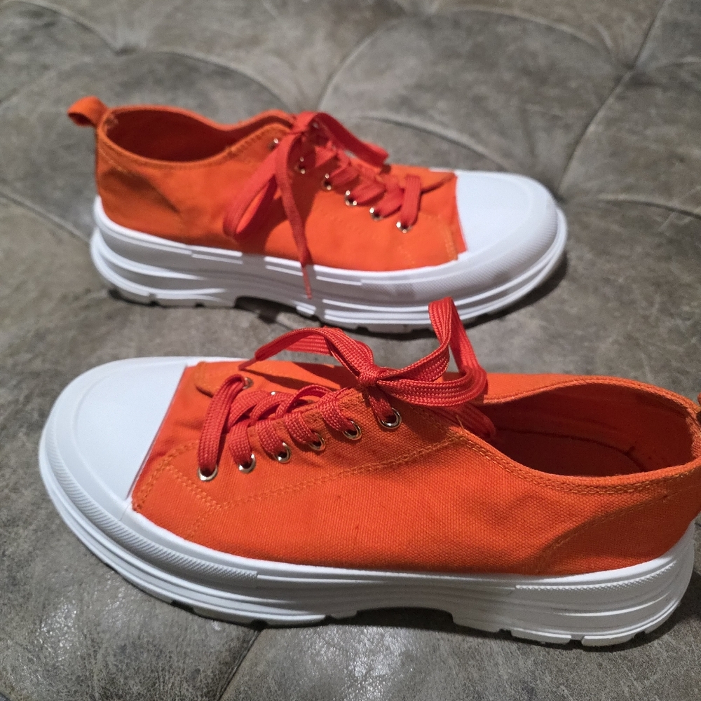 Vibrant Orange Canvas Sneakers